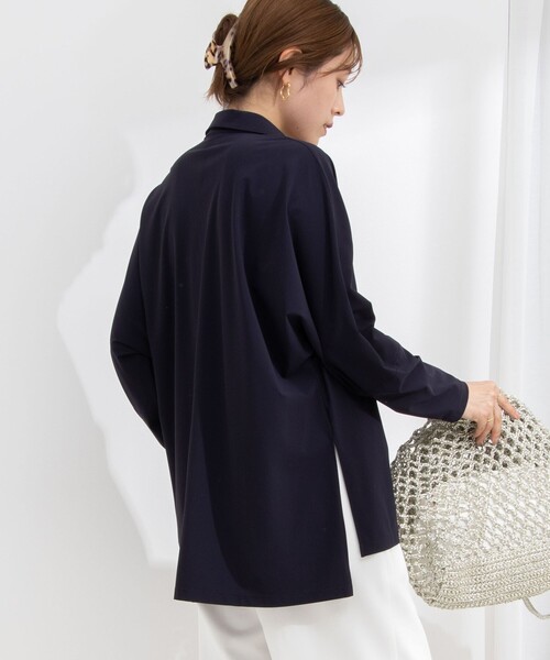 NOLLEY’S（ノーリーズ）の「アクティブ スキッパーシャツ（シャツ/ブラウス・レディース・ネイビー/ホワイト・FREE）」の6枚目の写真