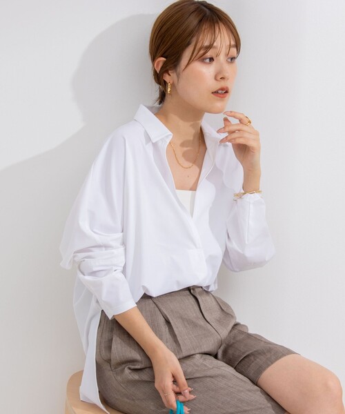 NOLLEY’S（ノーリーズ）の「アクティブ スキッパーシャツ（シャツ/ブラウス・レディース・ネイビー/ホワイト・FREE）」の14枚目の写真