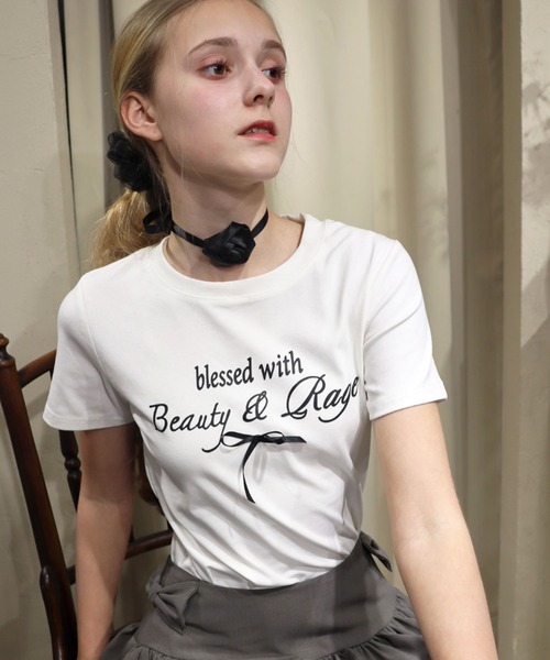 titty＆Co. PETIT（ティティアンドコープティ）の「レタリングリボンTシャツ（Tシャツ/カットソー・レディース・ホワイト/ピンク・FREE）」の10枚目の写真