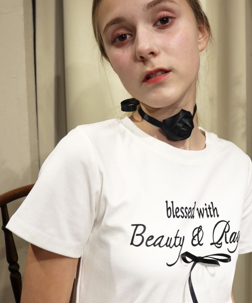 titty＆Co. PETIT（ティティアンドコープティ）の「レタリングリボンTシャツ（Tシャツ/カットソー・レディース・ホワイト/ピンク・FREE）」の9枚目の写真