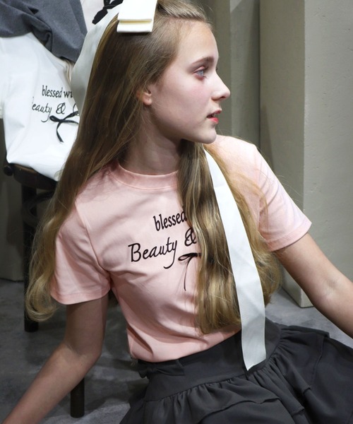 titty＆Co. PETIT（ティティアンドコープティ）の「レタリングリボンTシャツ（Tシャツ/カットソー・レディース・ホワイト/ピンク・FREE）」の14枚目の写真