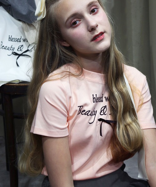 titty＆Co. PETIT（ティティアンドコープティ）の「レタリングリボンTシャツ（Tシャツ/カットソー・レディース・ホワイト/ピンク・FREE）」の16枚目の写真