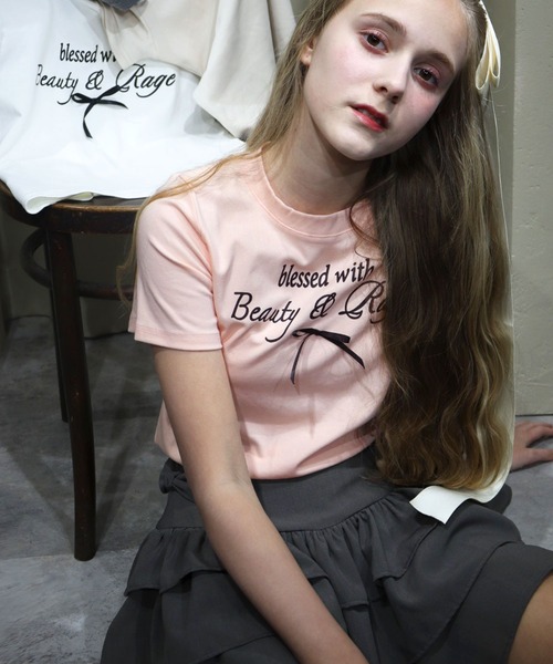 titty＆Co. PETIT（ティティアンドコープティ）の「レタリングリボンTシャツ（Tシャツ/カットソー・レディース・ホワイト/ピンク・FREE）」の17枚目の写真