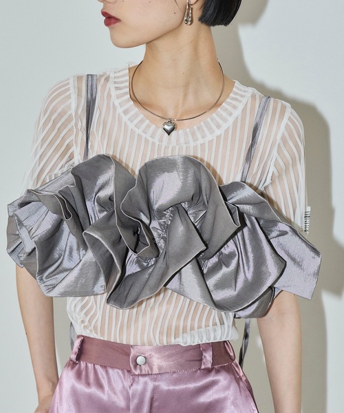 VIOLETTA(ヴィオレッタ)の「ボリュームウェーブフリルビスチェ(ベスト・レディース・グレー/クリーム/ブラック・FREE)」の14枚目の写真