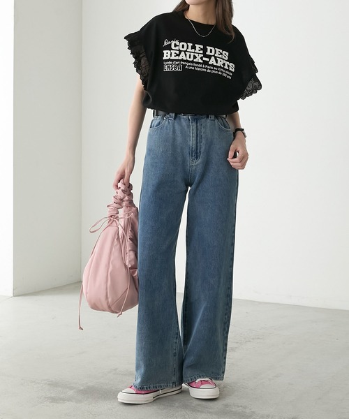 BONLECILL(ボンルシール)の「ハートレースフレンチスリーブロゴTEE(Tシャツ/カットソー・レディース・ブラック/チャコールグレー/オフホワイト/グレー・FREE)」の19枚目の写真