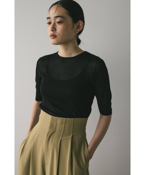 STYLEMIXER(スタイルミキサー)の「シアーリブラメニットトップ(ニット/セーター・レディース・シルバー/ゴールド/ブラック・FREE)」の4枚目の写真