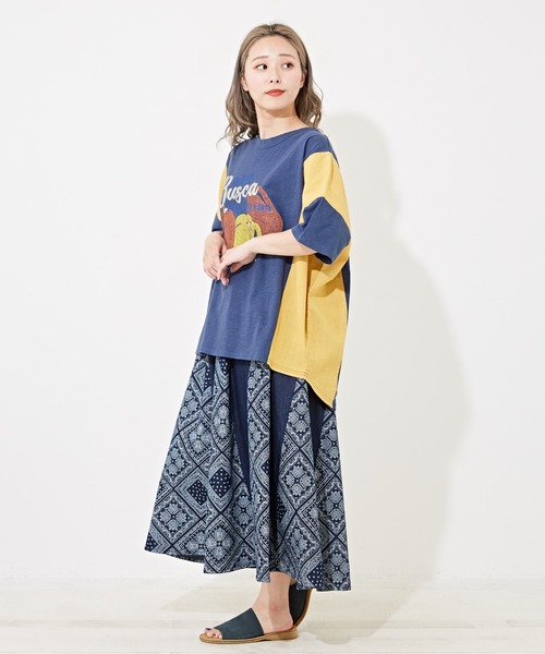 CUBE SUGAR（キューブシュガー）の「ペイズリープリントデニム切替スカート（デニムスカート・レディース・ライトブルー/インディゴブルー・M）」の14枚目の写真