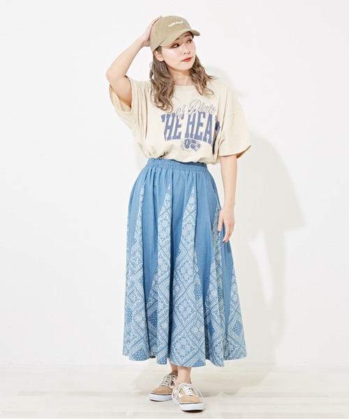 CUBE SUGAR（キューブシュガー）の「ペイズリープリントデニム切替スカート（デニムスカート・レディース・ライトブルー/インディゴブルー・M）」の18枚目の写真