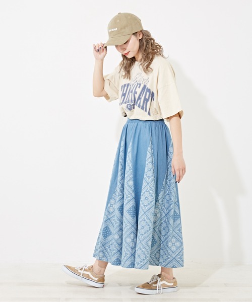CUBE SUGAR（キューブシュガー）の「ペイズリープリントデニム切替スカート（デニムスカート・レディース・ライトブルー/インディゴブルー・M）」の19枚目の写真