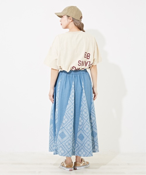 CUBE SUGAR（キューブシュガー）の「ペイズリープリントデニム切替スカート（デニムスカート・レディース・ライトブルー/インディゴブルー・M）」の20枚目の写真