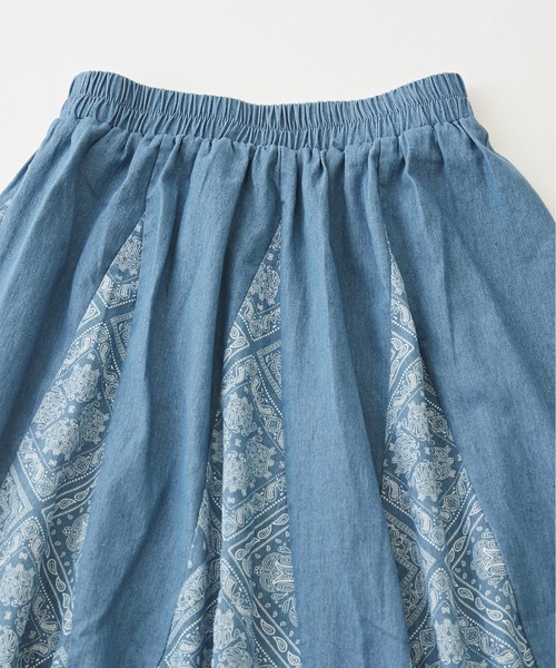 CUBE SUGAR（キューブシュガー）の「ペイズリープリントデニム切替スカート（デニムスカート・レディース・ライトブルー/インディゴブルー・M）」の22枚目の写真