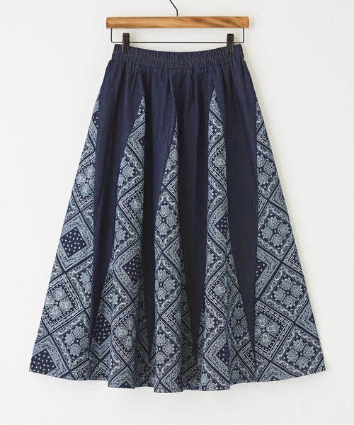 CUBE SUGAR（キューブシュガー）の「ペイズリープリントデニム切替スカート（デニムスカート・レディース・ライトブルー/インディゴブルー・M）」の9枚目の写真