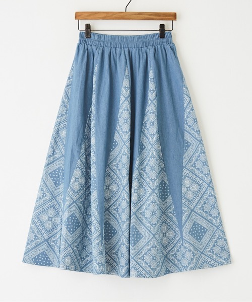 CUBE SUGAR（キューブシュガー）の「ペイズリープリントデニム切替スカート（デニムスカート・レディース・ライトブルー/インディゴブルー・M）」の10枚目の写真