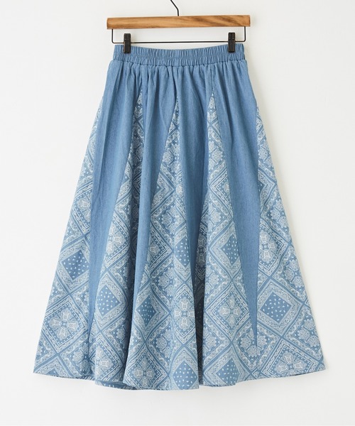 CUBE SUGAR（キューブシュガー）の「ペイズリープリントデニム切替スカート（デニムスカート・レディース・ライトブルー/インディゴブルー・M）」の11枚目の写真
