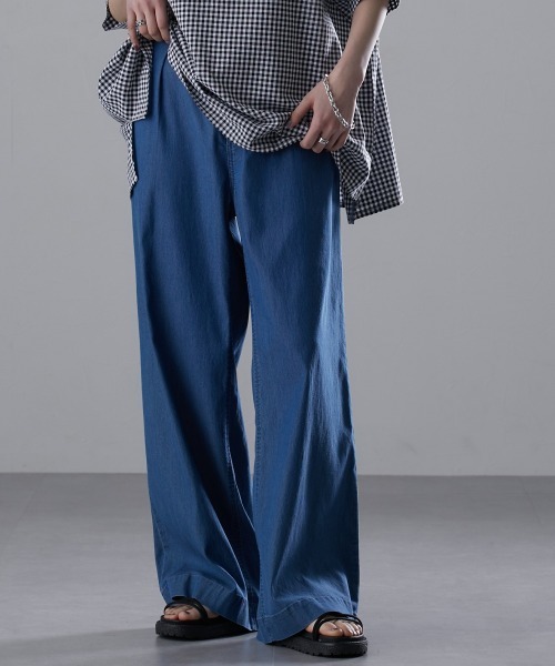Soiunique（スワユニーク）の「【接触冷感・吸水速乾】ゆったりデニムワイドパンツ ［Soiunique］（デニムパンツ・レディース・ネイビー系/インディゴブルー・LL/M/L）」の14枚目の写真