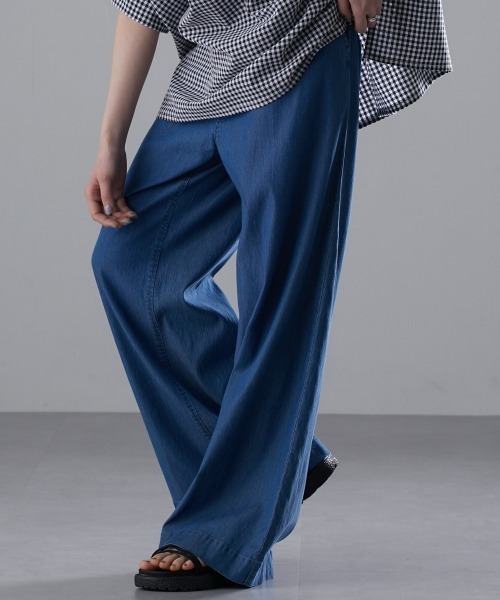 Soiunique（スワユニーク）の「【接触冷感・吸水速乾】ゆったりデニムワイドパンツ ［Soiunique］（デニムパンツ・レディース・ネイビー系/インディゴブルー・LL/M/L）」の16枚目の写真