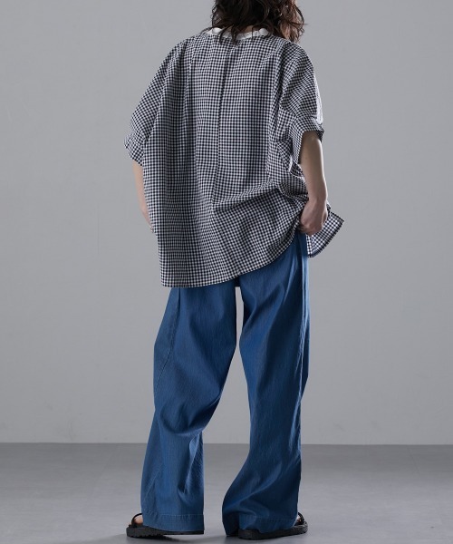 Soiunique（スワユニーク）の「【接触冷感・吸水速乾】ゆったりデニムワイドパンツ ［Soiunique］（デニムパンツ・レディース・ネイビー系/インディゴブルー・LL/M/L）」の17枚目の写真