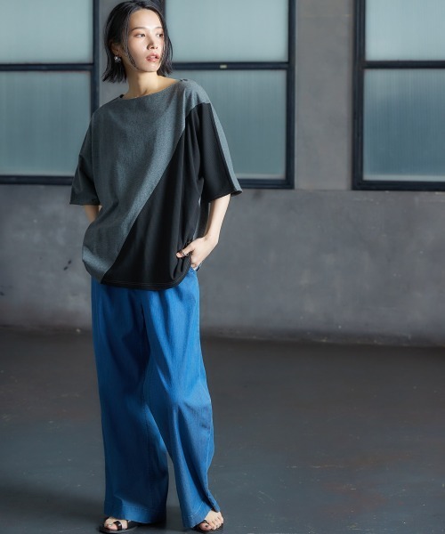 Soiunique（スワユニーク）の「【接触冷感・吸水速乾】ゆったりデニムワイドパンツ ［Soiunique］（デニムパンツ・レディース・ネイビー系/インディゴブルー・LL/M/L）」の19枚目の写真