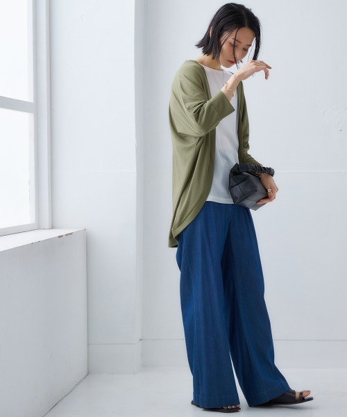 Soiunique（スワユニーク）の「【接触冷感・吸水速乾】ゆったりデニムワイドパンツ ［Soiunique］（デニムパンツ・レディース・ネイビー系/インディゴブルー・LL/M/L）」の22枚目の写真