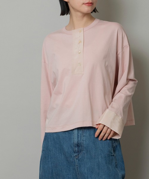 Munich（ミューニック）の「プレミアムコットンジャージ×シルキーローンワイドTシャツ（Tシャツ/カットソー・レディース・ホワイト/オレンジ/ブラック/ピンク/ライム・FREE）」の22枚目の写真