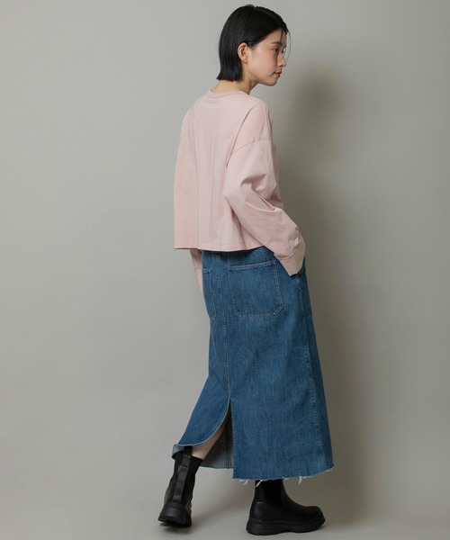 Munich（ミューニック）の「プレミアムコットンジャージ×シルキーローンワイドTシャツ（Tシャツ/カットソー・レディース・ホワイト/オレンジ/ブラック/ピンク/ライム・FREE）」の19枚目の写真