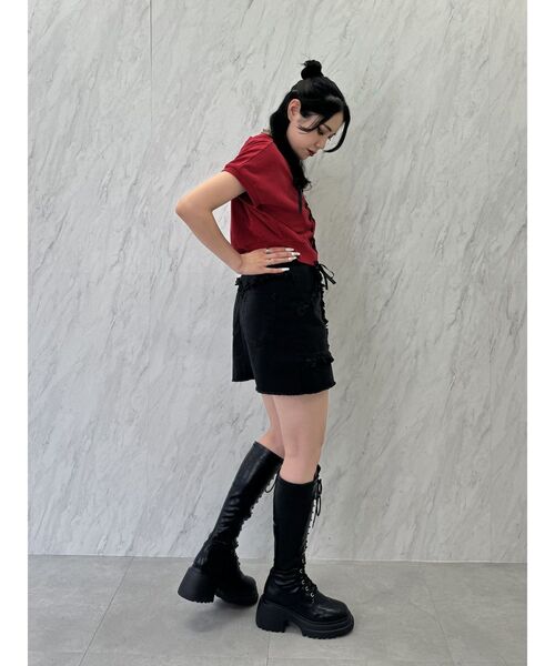 jouetie(ジュエティ)の「レースアップリボントップス(Tシャツ/カットソー・レディース・ブラック/オフホワイト/レッド・MEDIUM)」の11枚目の写真