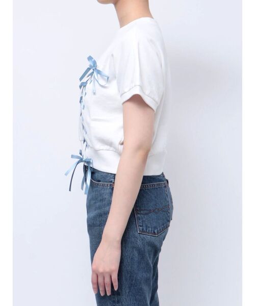 jouetie(ジュエティ)の「レースアップリボントップス(Tシャツ/カットソー・レディース・ブラック/オフホワイト/レッド・MEDIUM)」の6枚目の写真