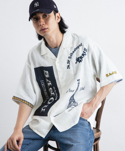 417 EDIFICE（フォーワンセブンエディフィス）の「SAJOU オープンカラーシャツ（シャツ/ブラウス・メンズ・ホワイト/ブラック・LARGE/MEDIUM）」の2枚目の写真