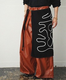 Aphlotus | ライン刺繍 透かし編みニット レイヤード ラップスカート(スカート)