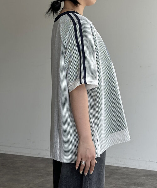 CPCM（シーピーシーエム）の「メッシュレイヤーナンバリングT（Tシャツ/カットソー・レディース・ネイビー/オフホワイト/ブラック・FREE）」の10枚目の写真