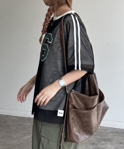 CPCM（シーピーシーエム）の「メッシュレイヤーナンバリングT（Tシャツ/カットソー・レディース・ネイビー/オフホワイト/ブラック・FREE）」の18枚目の写真