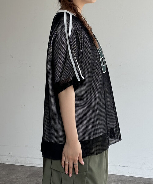 CPCM（シーピーシーエム）の「メッシュレイヤーナンバリングT（Tシャツ/カットソー・レディース・ネイビー/オフホワイト/ブラック・FREE）」の20枚目の写真