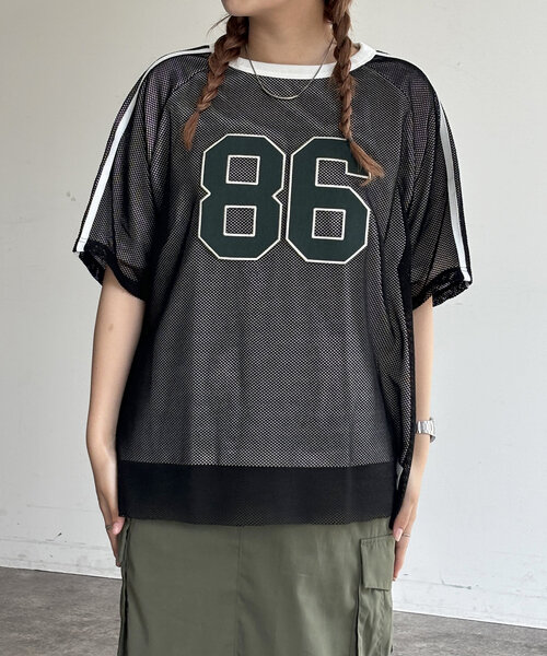 CPCM（シーピーシーエム）の「メッシュレイヤーナンバリングT（Tシャツ/カットソー・レディース・ネイビー/オフホワイト/ブラック・FREE）」の21枚目の写真