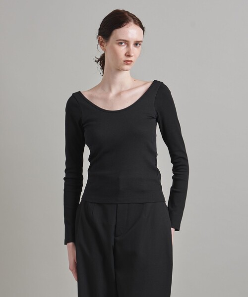 LOEFF（ロエフ）の「＜LOEFF＞ラウンドネック ロングスリーブTシャツ（Tシャツ/カットソー・レディース・ネイビー/ブラック・FREE）」の4枚目の写真