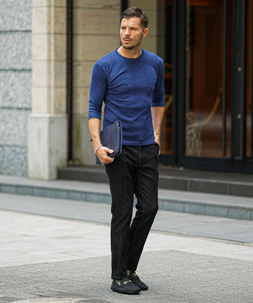 クロコクラッチバッグ メンズ ボディバッグ ネイビー ポーチ（クラッチ