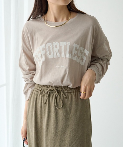 PUAL CE CIN（ピュアルセシン）の「シアーロゴプリントカットソー（Tシャツ/カットソー・レディース・オフホワイト/グレイッシュベージュ/ダークブルー・FREE）」の15枚目の写真