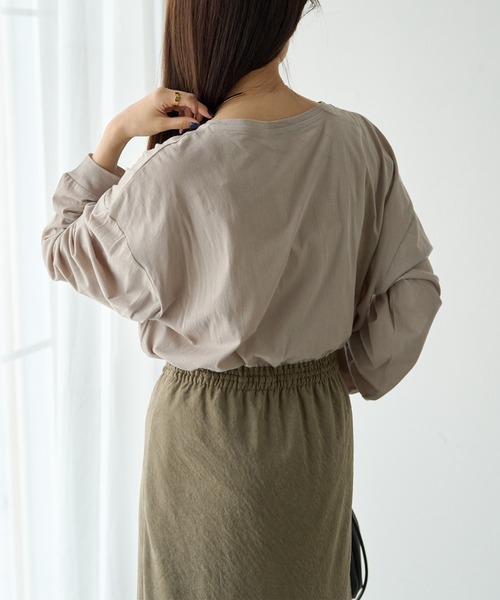 PUAL CE CIN（ピュアルセシン）の「シアーロゴプリントカットソー（Tシャツ/カットソー・レディース・オフホワイト/グレイッシュベージュ/ダークブルー・FREE）」の7枚目の写真