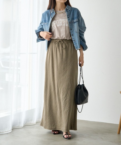 PUAL CE CIN（ピュアルセシン）の「シアーロゴプリントカットソー（Tシャツ/カットソー・レディース・オフホワイト/グレイッシュベージュ/ダークブルー・FREE）」の9枚目の写真