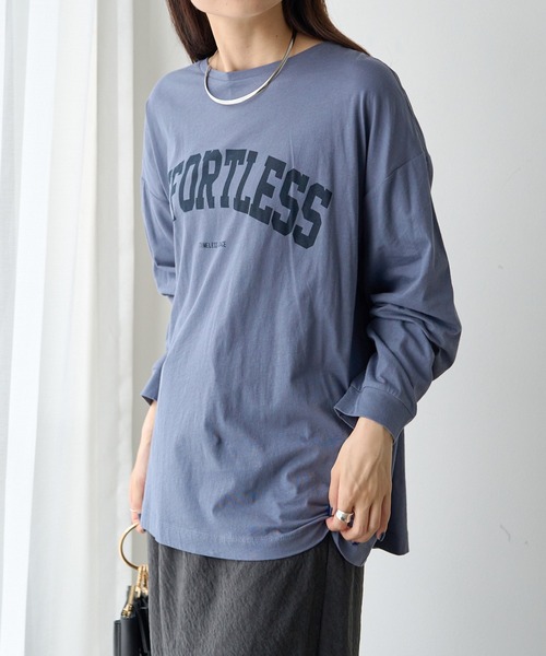 PUAL CE CIN（ピュアルセシン）の「シアーロゴプリントカットソー（Tシャツ/カットソー・レディース・オフホワイト/グレイッシュベージュ/ダークブルー・FREE）」の11枚目の写真