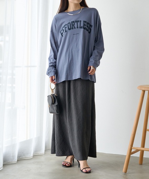 PUAL CE CIN（ピュアルセシン）の「シアーロゴプリントカットソー（Tシャツ/カットソー・レディース・オフホワイト/グレイッシュベージュ/ダークブルー・FREE）」の4枚目の写真