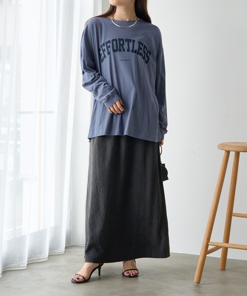 PUAL CE CIN（ピュアルセシン）の「シアーロゴプリントカットソー（Tシャツ/カットソー・レディース・オフホワイト/グレイッシュベージュ/ダークブルー・FREE）」の5枚目の写真