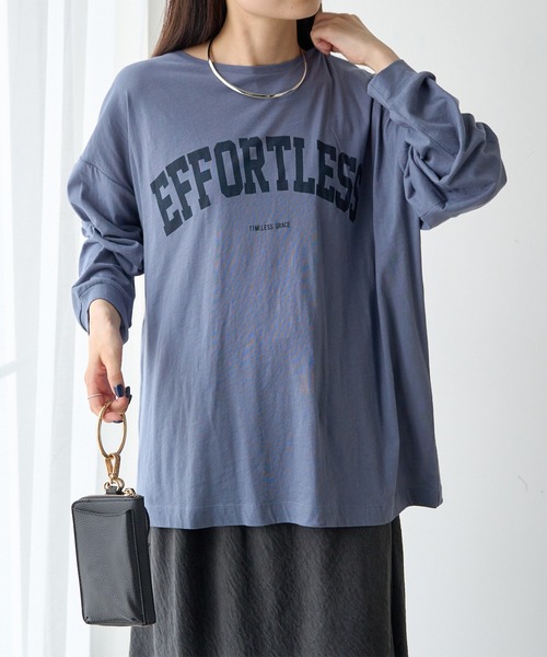 PUAL CE CIN（ピュアルセシン）の「シアーロゴプリントカットソー（Tシャツ/カットソー・レディース・オフホワイト/グレイッシュベージュ/ダークブルー・FREE）」の16枚目の写真