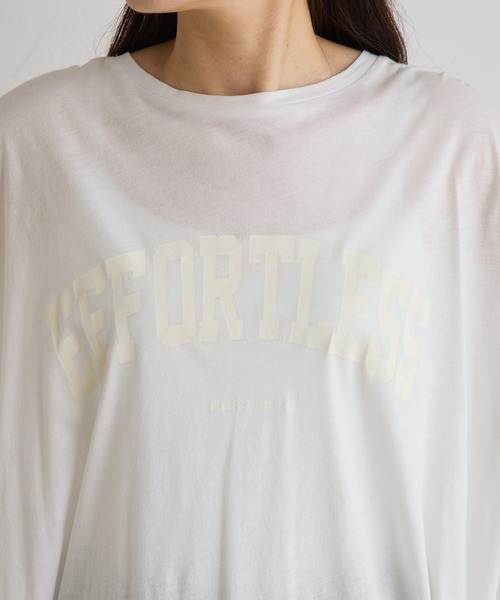 PUAL CE CIN（ピュアルセシン）の「シアーロゴプリントカットソー（Tシャツ/カットソー・レディース・オフホワイト/グレイッシュベージュ/ダークブルー・FREE）」の21枚目の写真