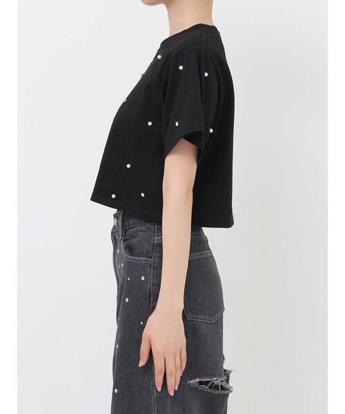 EATME(イートミー)の「パールストーン付クロップTシャツ(Tシャツ/カットソー・レディース・オフホワイト/ブラック・FREE)」の15枚目の写真