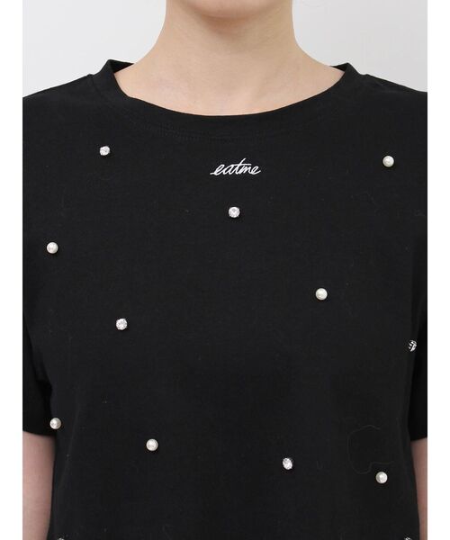 EATME(イートミー)の「パールストーン付クロップTシャツ(Tシャツ/カットソー・レディース・オフホワイト/ブラック・FREE)」の13枚目の写真