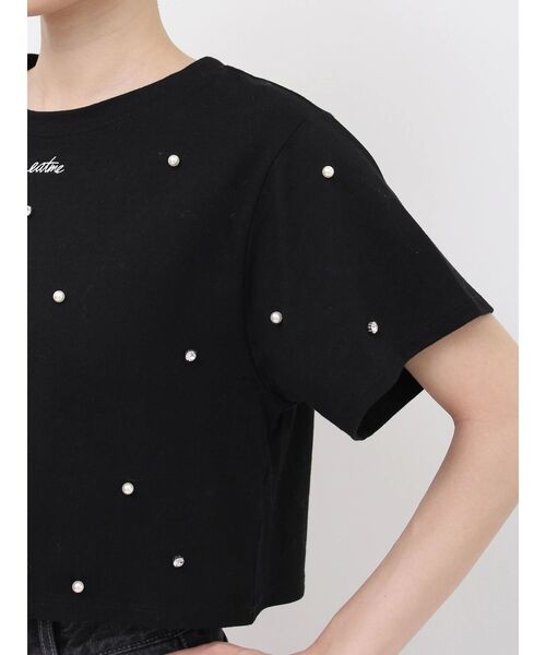 EATME(イートミー)の「パールストーン付クロップTシャツ(Tシャツ/カットソー・レディース・オフホワイト/ブラック・FREE)」の12枚目の写真
