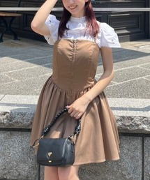 ベアビスチェギャザーフレアミニワンピース