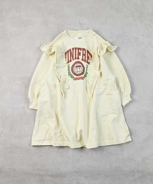 Life Support Products(ライフサポートプロダクツ)の「ボリュームフリルワンピース(ワンピース・キッズ・オフホワイト/ライトブルー/チャコール・90/100/110/120/130/140/150)」の2枚目の写真