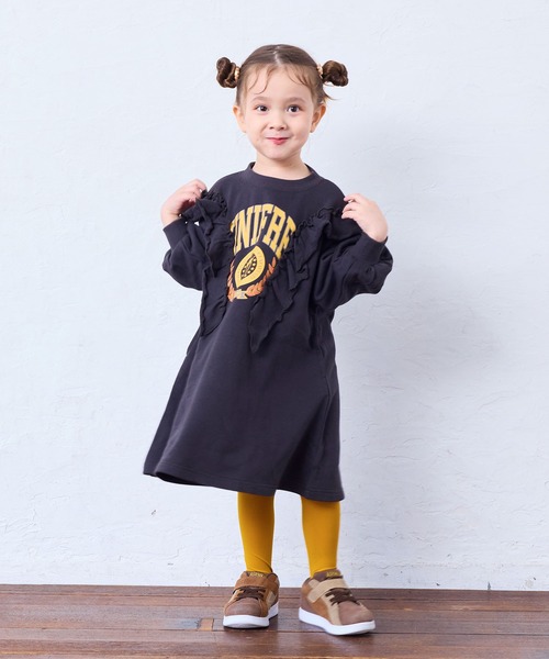 Life Support Products(ライフサポートプロダクツ)の「ボリュームフリルワンピース(ワンピース・キッズ・オフホワイト/ライトブルー/チャコール・90/100/110/120/130/140/150)」の3枚目の写真