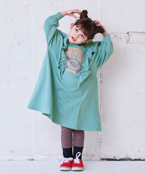 Life Support Products(ライフサポートプロダクツ)の「ボリュームフリルワンピース(ワンピース・キッズ・オフホワイト/ライトブルー/チャコール・90/100/110/120/130/140/150)」の1枚目の写真